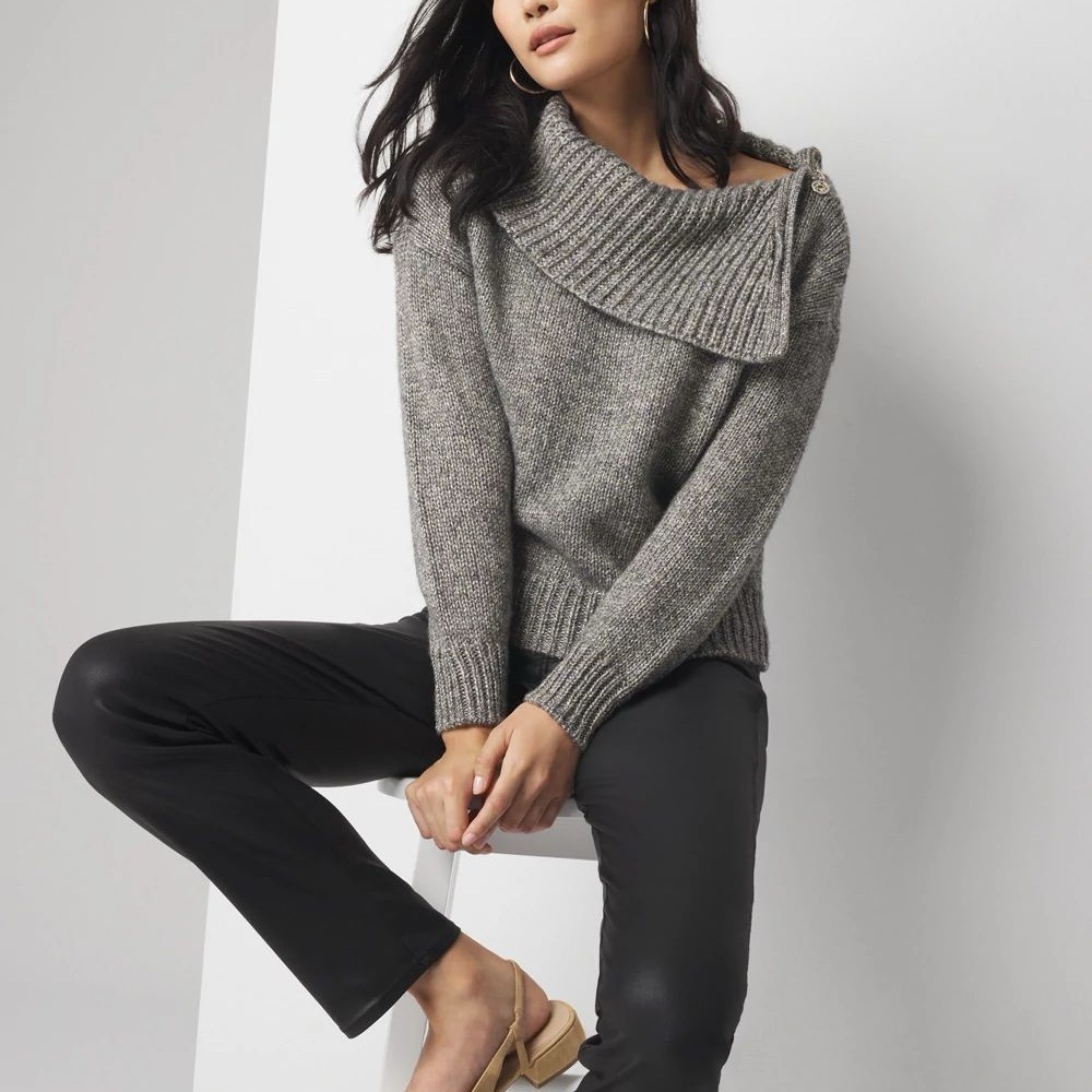 WHBM $99 Zip Neck Dolman Sleeve Pullover - Picture 9 of 10